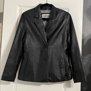 Pelle Studio Wilson's Leather Blazer Style Jacket Black Size Medium Vintage Y2K